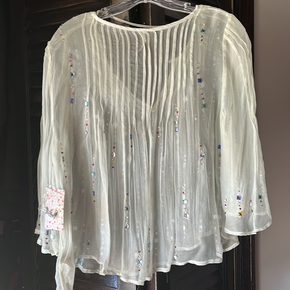 FREEPEOPLE  SHEER BEADED TOP - Picture 3 of 5